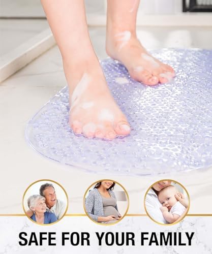 HITSLAM Bathtub Mat Non Slip, 27x15 Inch Bubble Oval Bath Tub Mat - Image 5