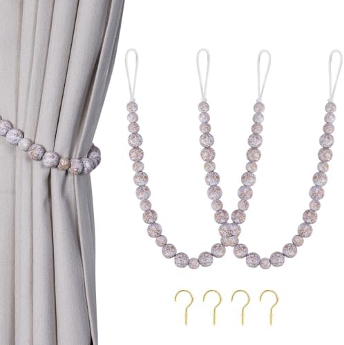 KLOGTSIND Wood Bead Curtain Tiebacks, 2 Pack Curtain Tie Backs by KLOGTSINDDirect