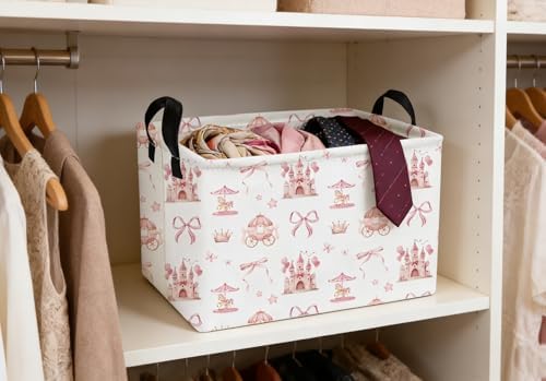 Essme Rectangular Pink Baskets, Girls Storage Box, Cute Basket - Image 6