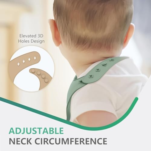 Cuddle Campus Set of 3 Silicone Bibs, Soft Adjustable Bibs - Image 5