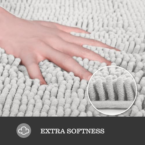 Yeaban Toilet Rugs U-Shape 20"x24", Light Gray - Image 3