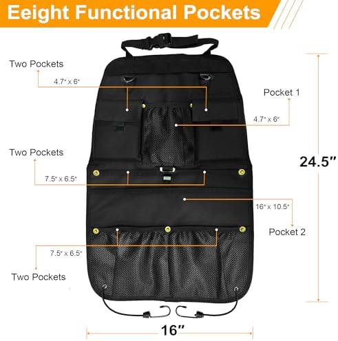 Car Seat Back Organizer with Multiple Storage Pockets, Universal Fit - Image 2