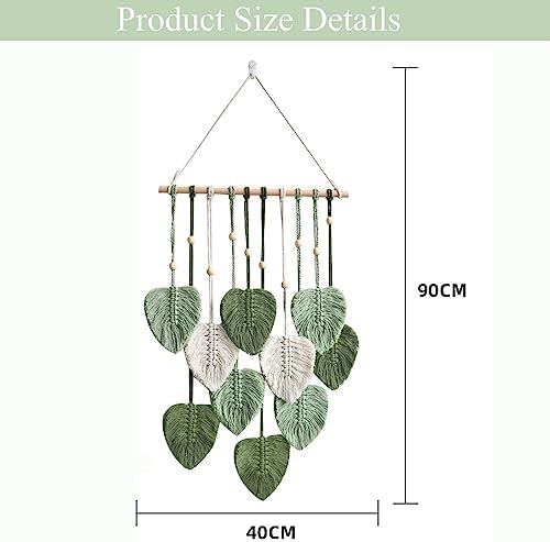 MSFENG Wall Hanging Decor Leaves Tapestry Boho Wall Decor Woven Feather - Image 2