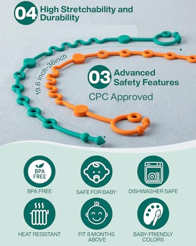 LittleHugs Toy Straps for Baby, Silicone Tether Pacifier Clip, No Throw Travel - Image 3