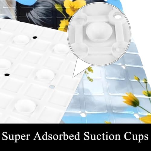 Bathtub Mat Non Slip 26.8x15.1 Inch, Cow Sunflower Shower Mat - Image 3
