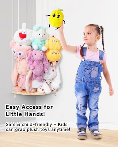 Wooden Stuffed Animal Storage Corner, Height Adjustable Plush Toy Organizer - Image 3