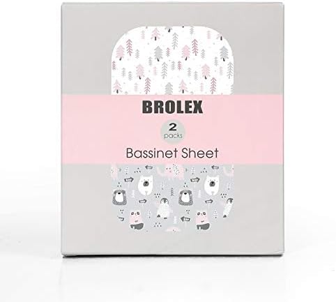 Stretch Fitted Bassinet Sheet Set BROLEX 2 Pack Cradle Sheets - Image 2