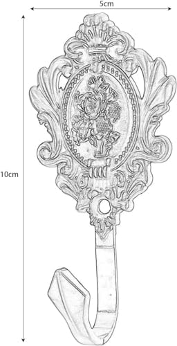 Curtain Holdbacks Small Lightweight Hooks, Vintage Bronze Rose Pattern - Image 3