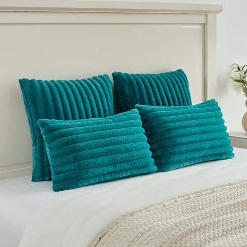 FUTEI Pack of 2 Faux Fur Throw Pillow Covers 26x26 Inch - Image 5