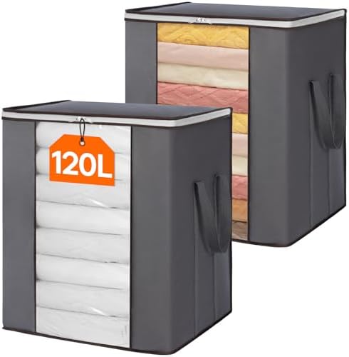 Lifewit 2 Pack 120L Extra Large Clothes Storage, Blanket Storage Bags by Lifewit