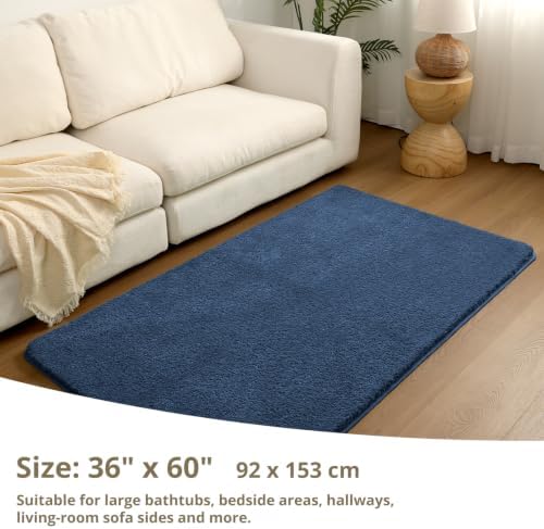 Polyester Bathroom Rug 36"x60" Navy Blue, Large Soft Bath Mat - Image 2