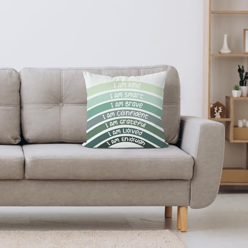 QIYUHOY Boho Sage Eucalyptus Green Rainbow Classroom Throw Pillow Covers - Image 4