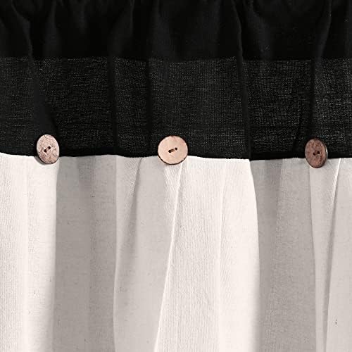 Lush Decor Linen Button Farmhouse Valance Curtians 52"W x 18"L Black & White - Image 3