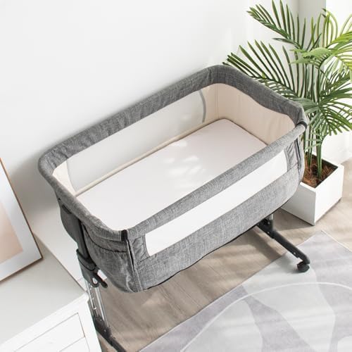 2 Pack Bassinet Sheets Fitted Waterproof White & Grey - Image 6