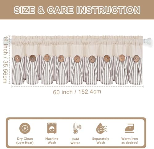 ASPMIZ Farmhouse Valances for Windows, 60x14 Inches, 1 Panel - Image 2