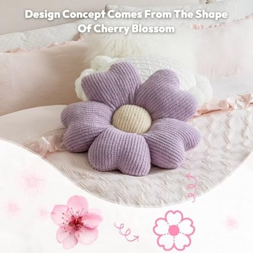 Sioloc Flower Shaped Throw Pillow, Fun Daisy Pillow, 15.7" Purple Cute - Image 6