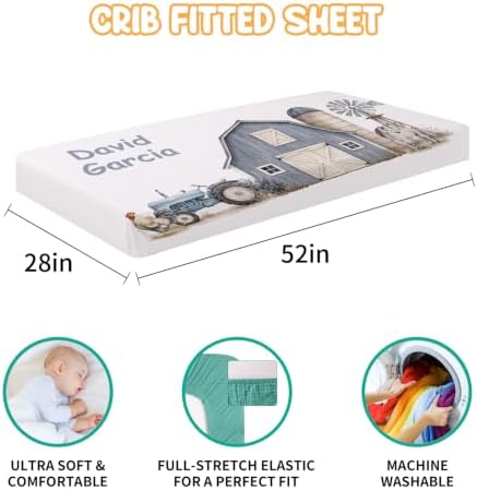 Custom Baby Boy Minky Crib Bedding Set, Farm Cow Bedding 3 Pcs Set - Image 3