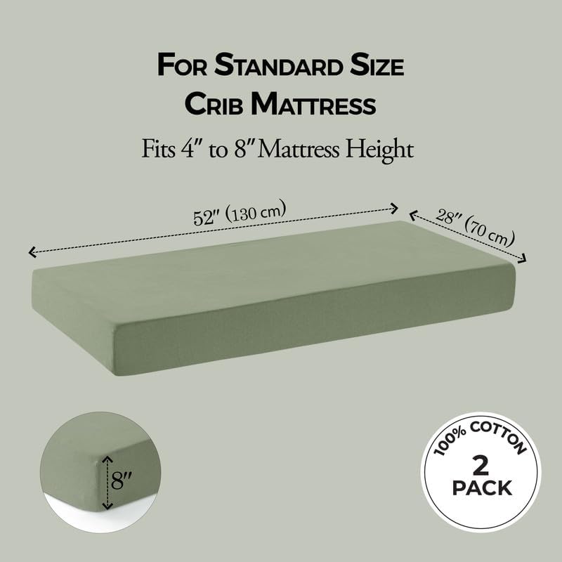 Dreamology Cotton Jersey Crib Sheets Fitted, 100% Cotton Crib Sheet - Image 3