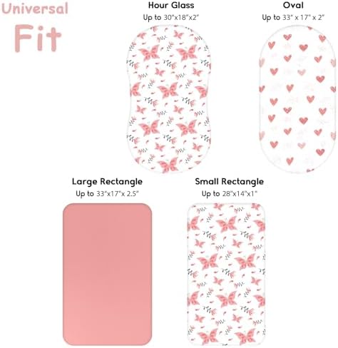 Yoofoss 3-Pack Bassinet Sheets for Girls Universal Fit - Image 3