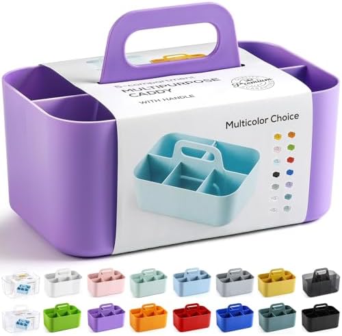 Multiuse Caddy Organizer with Handle, Portable Divided Plastic Tote Bin by AOZITA