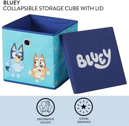 Idea Nuova Bluey Collapsible Fabric Storage Cube, 10” Organizer Bin - Image 2