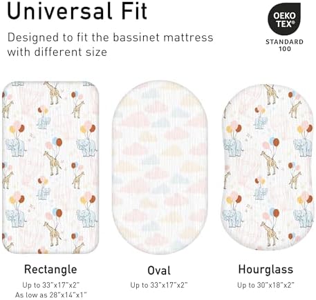 Muslin Bassinet Sheets 2 Pack, Universal Cotton Fitted Baby Mattress Sheet - Image 4