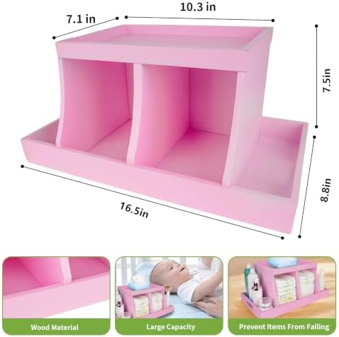 Diaper Caddy Organizer, Changing Table Organizer, Wooden Diaper Organizer - Image 3