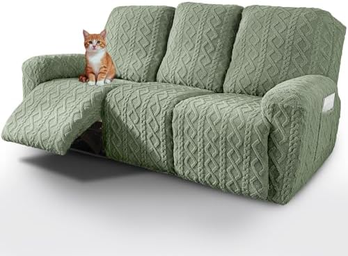 vctops 8 Pieces Geometric Jacquard Plush Recliner Sofa Covers Soft Fuzzy Fluffy by vctops