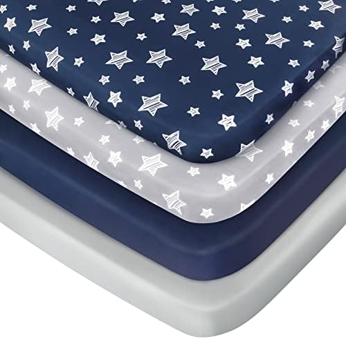 Pack and Play Sheets Boys, Mini Crib Sheets, Stretchy Playard Fitted Sheet by Moonsea