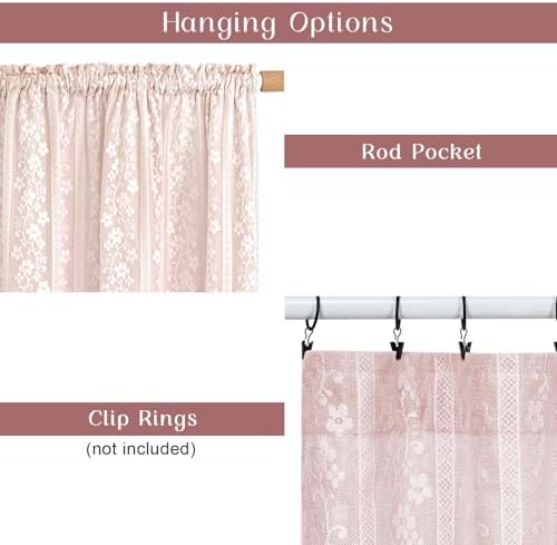 ASPMIZ Linen Pink Kitchen Tier Curtains 24 Inch Length, Double Layered Kitchen - Image 5