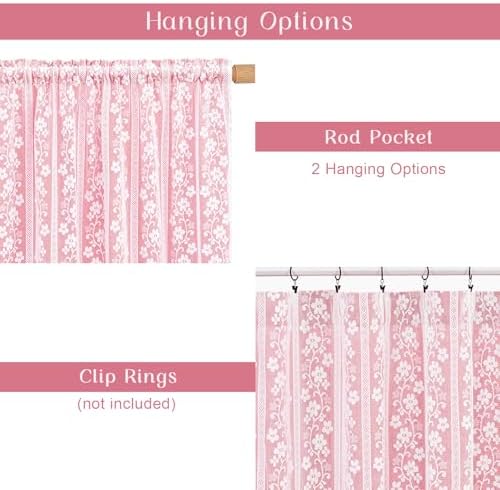 ASPMIZ Pink Valances for Windows Farmhouse Valance Curtains for Kitchen - Image 6