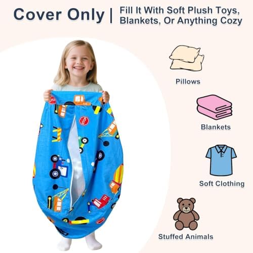 Lukeight Construction Animal Storage Bean Bag Chair Cover - Image 2