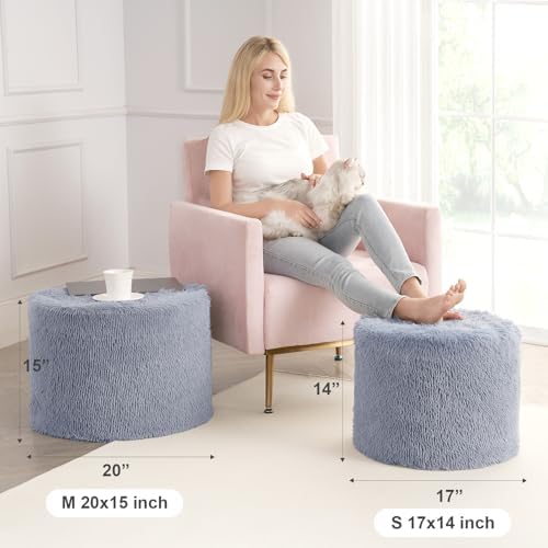 Hansleep Round Pouf Ottoman Foot Rest, 17 x 14 Inch - Image 2