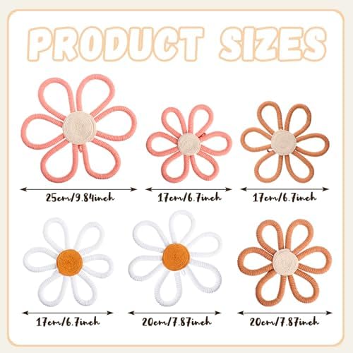 Barydat 6 Pcs Daisy Nursery Decor Retro Flower Pink - Image 2