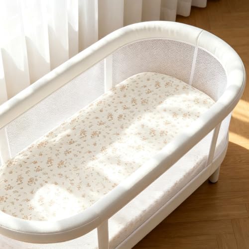 Organic Baby Bassinet Sheets Soft 2 Pack 33”x17” Fitted Mattress Pad Cover - Image 3