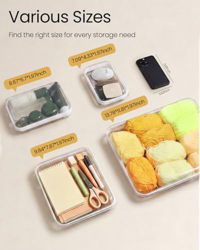 6 Pack Mixed Size White Clear Hard Shell Zipper Case, Diaper Bag Organizer - Image 6