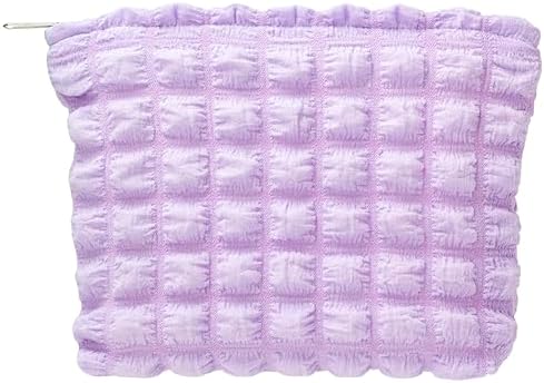 Flat Makeup Bag for Women, Zipper Cosmetic Pouch for Purse, Bubble Purple by PAZIMIIK