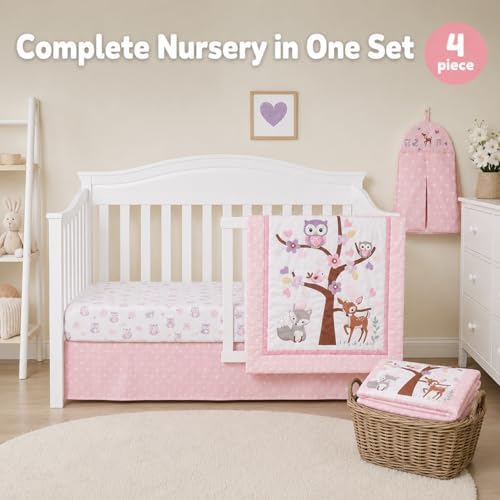 EVERYDAY KIDS 4 Piece Girls Crib Bedding Set - Image 2