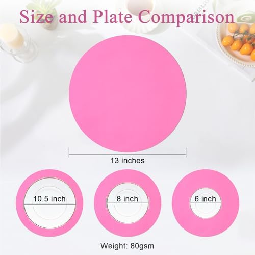 SHACOS 100 pcs Ultra Pink Valentine Round Paper Placemats Disposable 13 inch - Image 5
