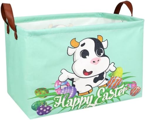 Cow Easter Basket for Kid Large Empty Baby Rectangular Cute Easter Gift Storage by ASKETAM