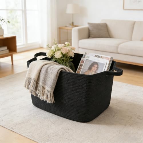 65L Large Laundry Basket with Handles, Woven Blanket Basket - Image 4