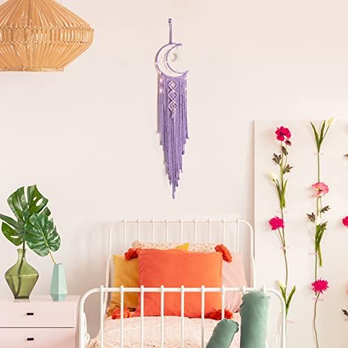 Boho Macrame Wall Hanging, Crochet Moon Star Dream Catcher - Image 4