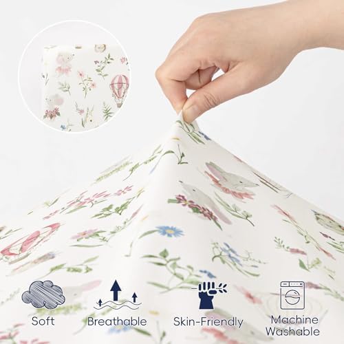 PHF 3 Pack Soft Bassinet Sheets, Floral & Animal Breathable Comfy Cradle Sheets - Image 4