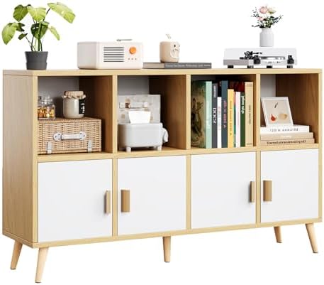 8-Cube Storage Organizer with Doors & 5 Solid Wood Legs, Mid-Century Modern by Flrrtenv