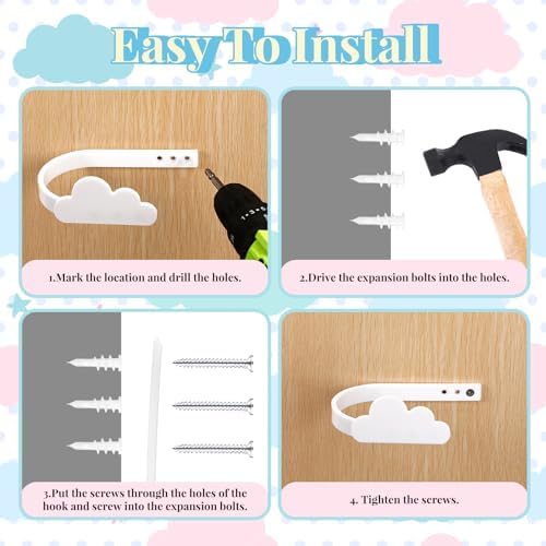 Briwooody 2 Pcs Cloud Curtain Holdbacks Acrylic White Curtain Tiebacks - Image 5