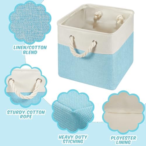 6 Pack 11x11 Inch Cube Storage Bins Fabric Square Cube Baskets - Image 3