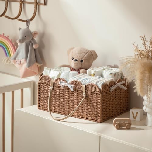 HBlife Baby Diaper Caddy, Paper Rope Storage Baskets Nursery Bin - Image 3