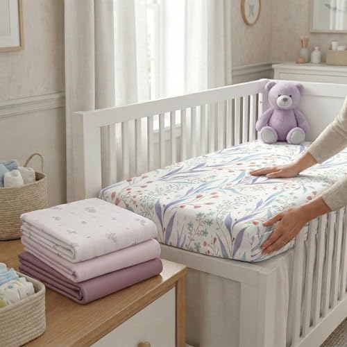 4 Pack Bassinet Fitted Sheets Compatible - Image 5