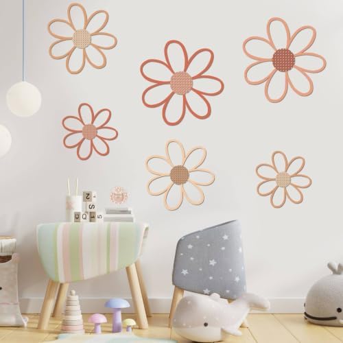 Thyle 6 Pcs Daisy Wall Decor Wooden Flower - Image 5