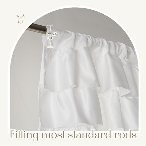 StangH White Shabby Chic Ruffle Rod Pocket Valance 52x18 Long 1 Panels - Image 4